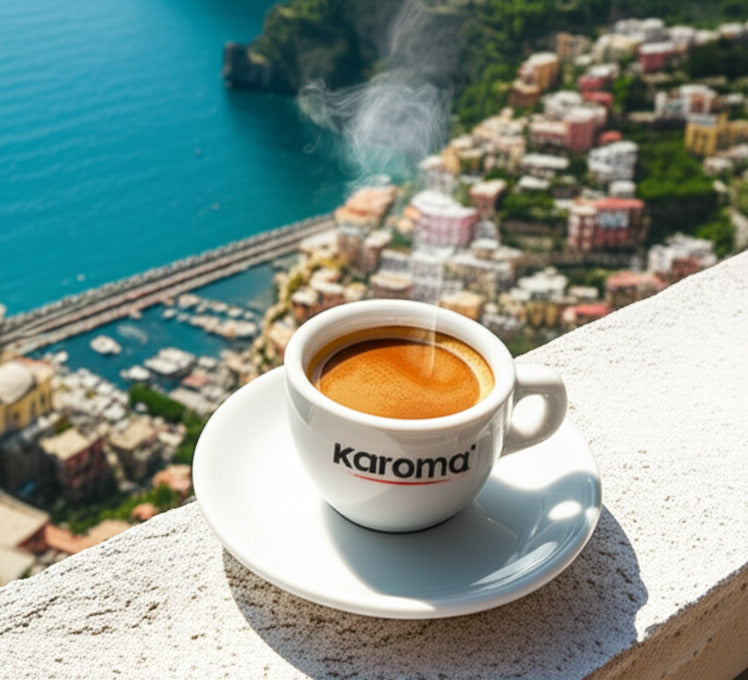 Karoma Kaffeetassen hoch, 6 Stück, inklusive Untertassen