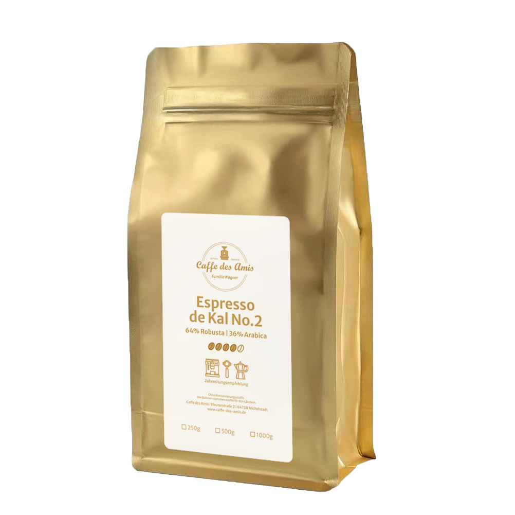 Kaffee Bohnen - Caffe des Amis: Espresso de Kal No.2 Arabica- Robusta Mix- 500/1000 Gr.