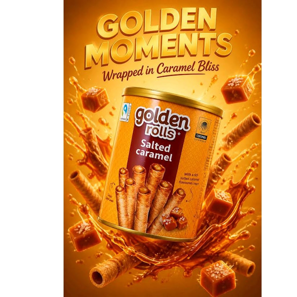 Goldene Waffelröllchen Salted Caramel – 325 g