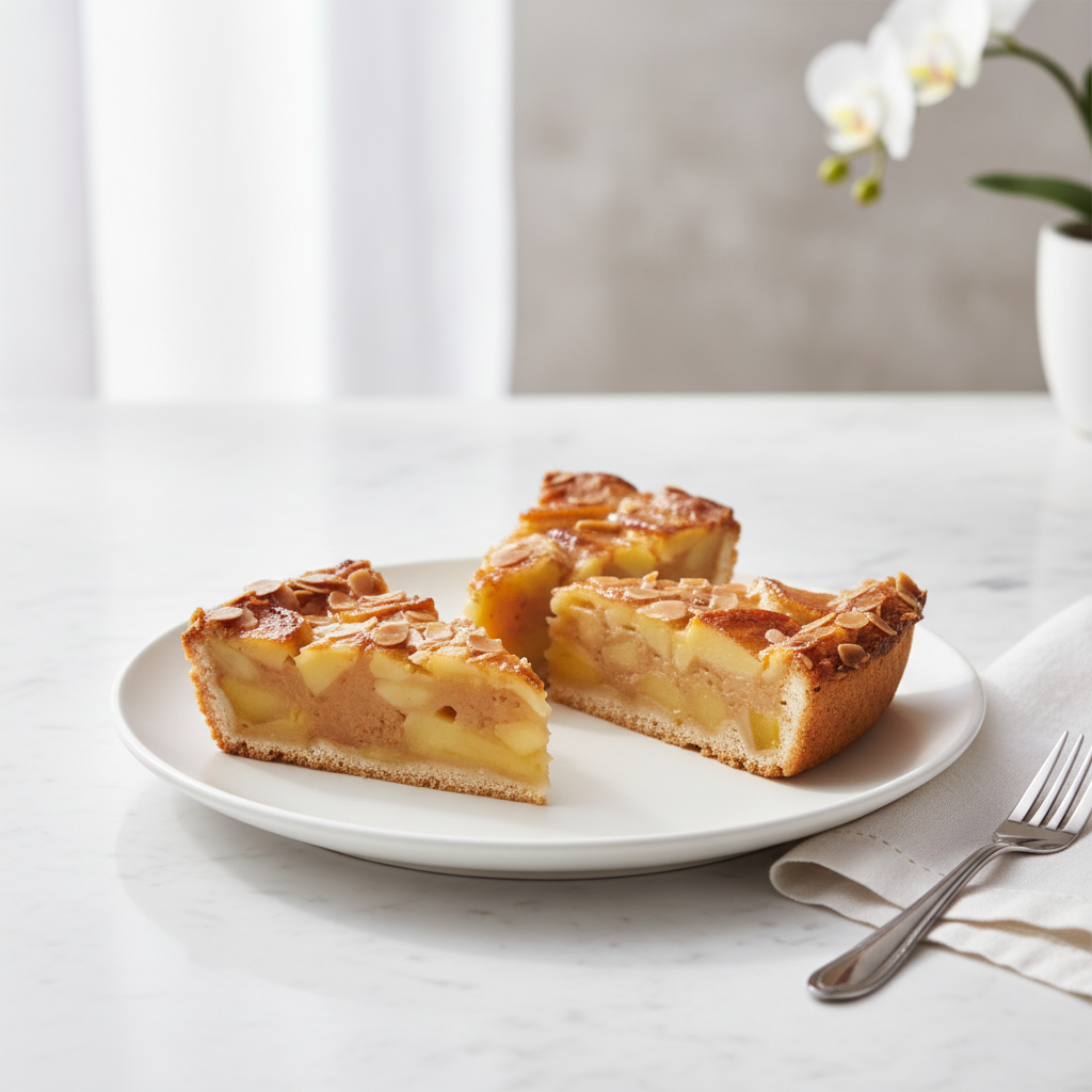 3 porzioni torta con mandorle e mele