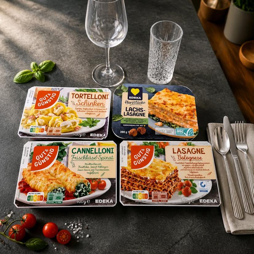 Quartett Tiefkühlpasta – Lasagne, Tortelloni, Cannelloni & Lachslasag… 1580g.