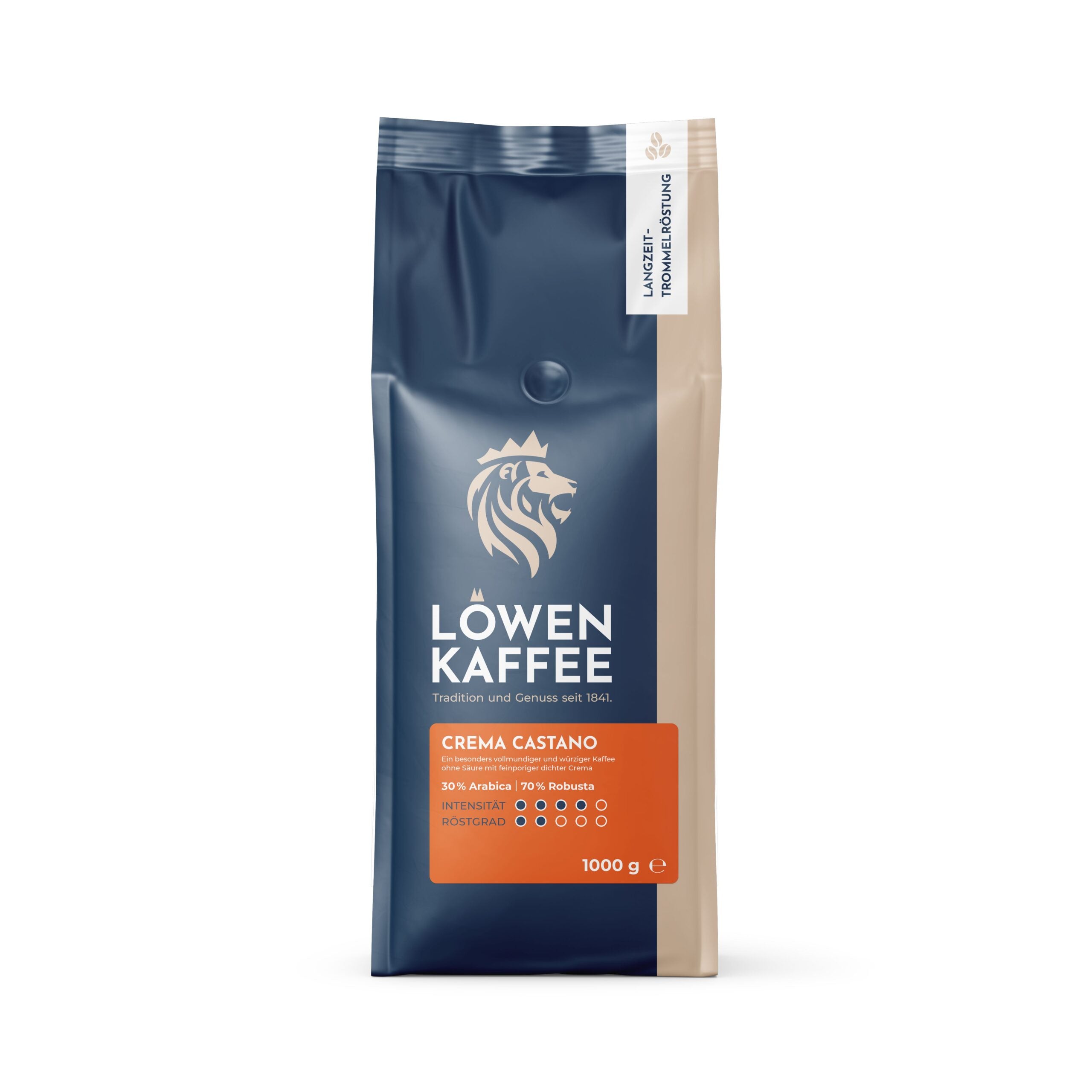 Löwen Kaffee Bohnen Crema Castano 1kg - 70% Robusta 30% Arabica