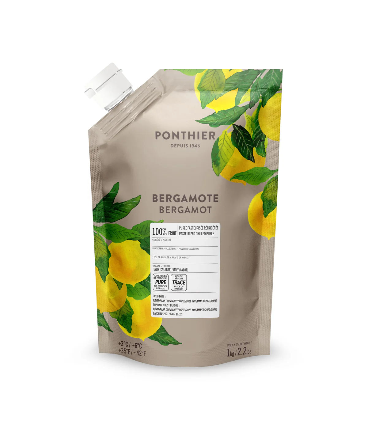 Bergamotte Früchpüree 1 kg/lt - Ponthier