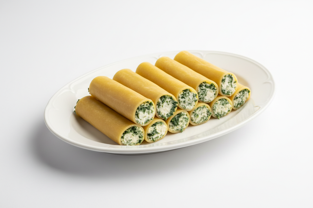 Cannelloni ricotta e spinaci in piatto ovale