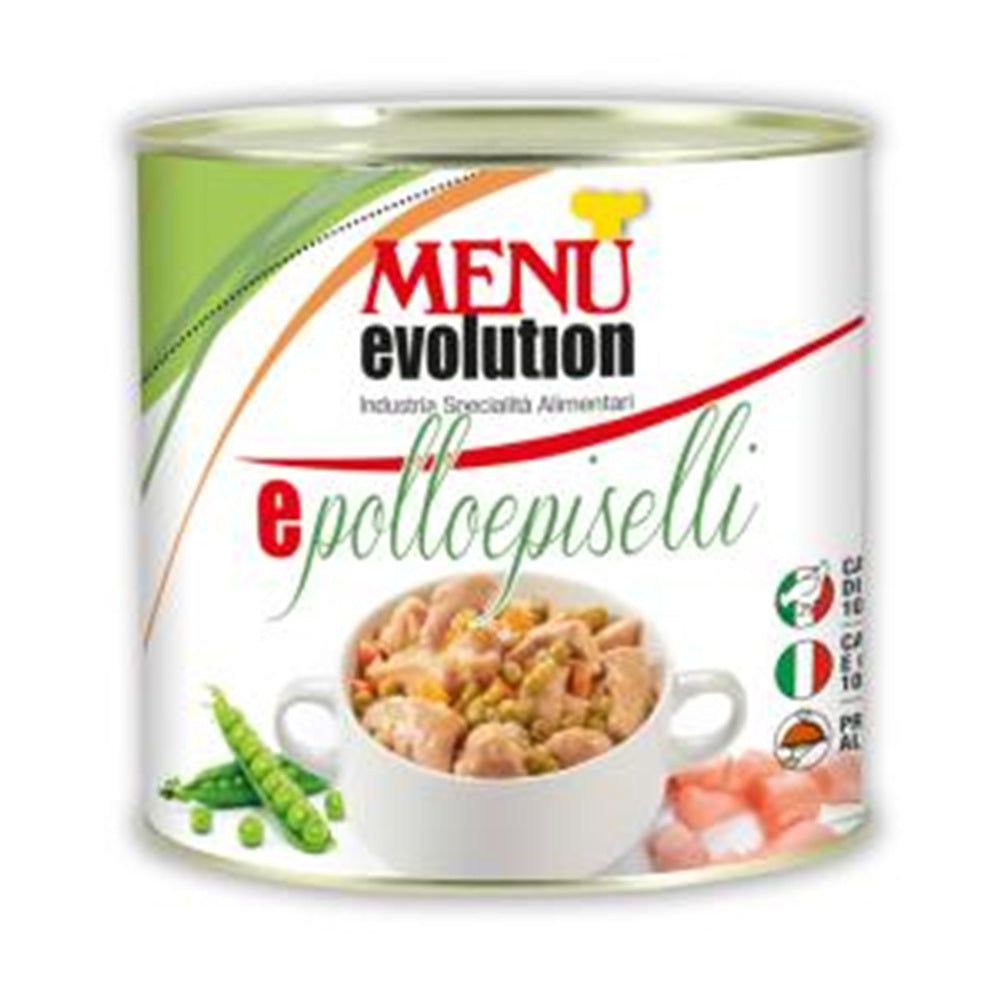 Èpolloepiselli Hähnchen und Erbsen“ 550 g. - Ein echtes italienisches Produkt.