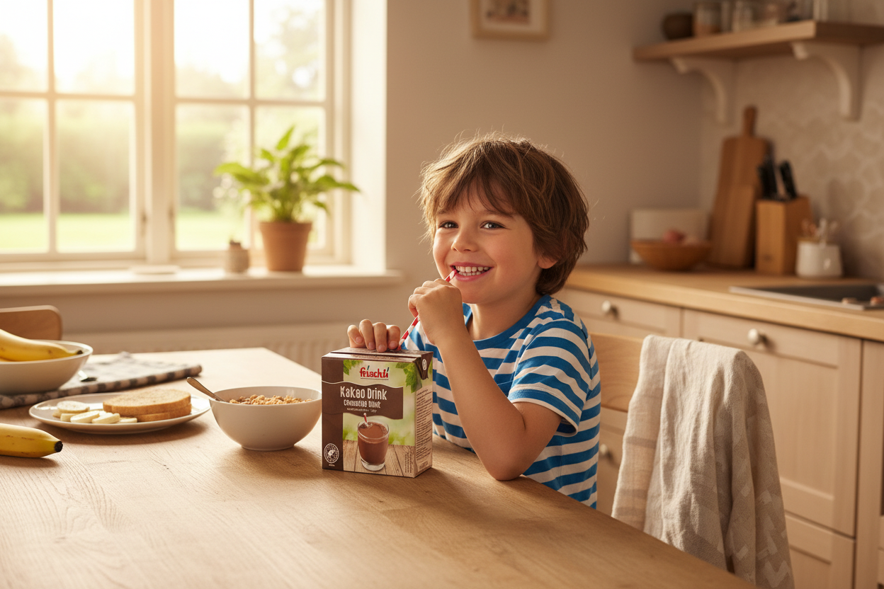 Frischli Kakaotrunk - Ragazzino a colazione
