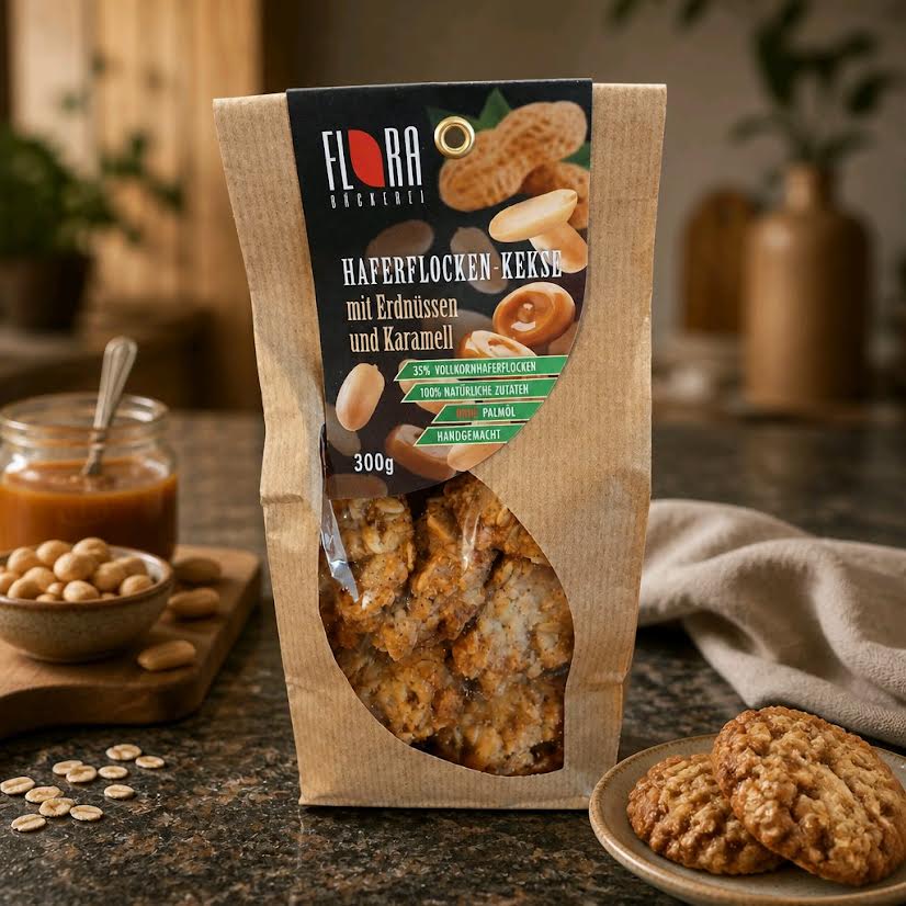 Haferflockenkekse mit Erdnüssen und Karamell  300 g