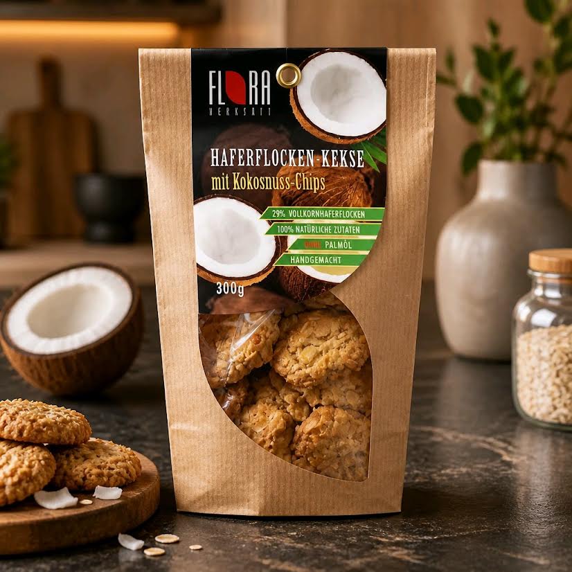 Haferflockenkekse mit Kokosnuss – Chips  300g