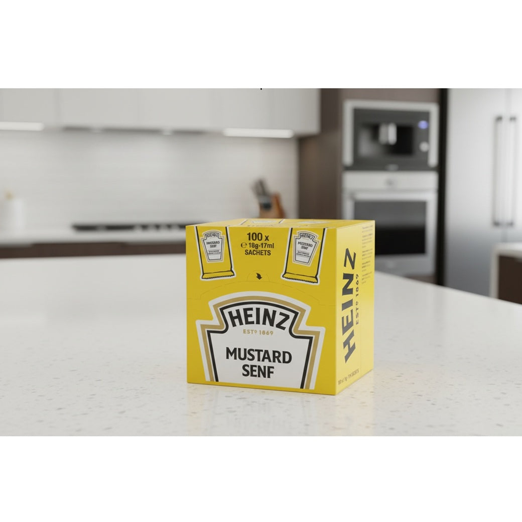 Heinz Senf Mittelscharf – 100 Portionsbeutel à 17ml