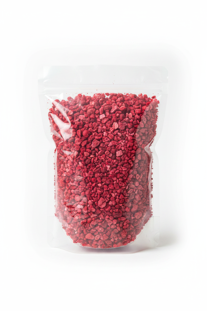 Himbeerstücke gefriergetrocknet 1kg sacchetto trasparente