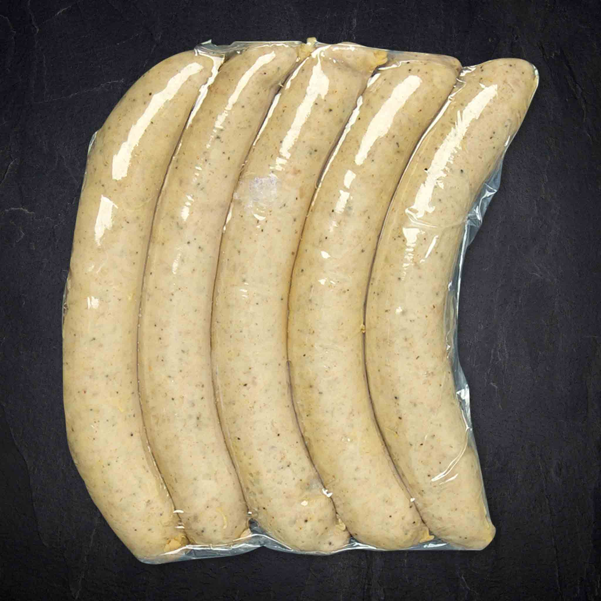 Apfel-Röstzwiebel Bratwurst pasteurisiert vom Thüringer DUROC Schwein 600g. ca.