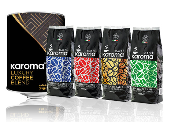 Karoma Kaffee: Probieren Sie die 4 verschiedenen Sorten - 4 x 1 kg - Kostenloser Versand