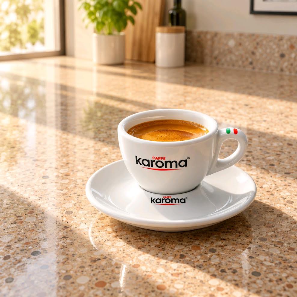 Karoma Espressotassen niedrig und breit , 6 Stück, inklusive Untertassen