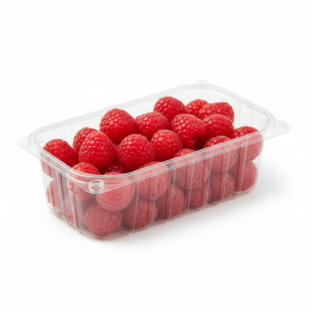Lamponi in pacchettino trasparente