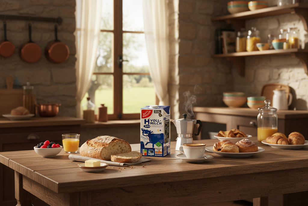Latte a colazione in cucina