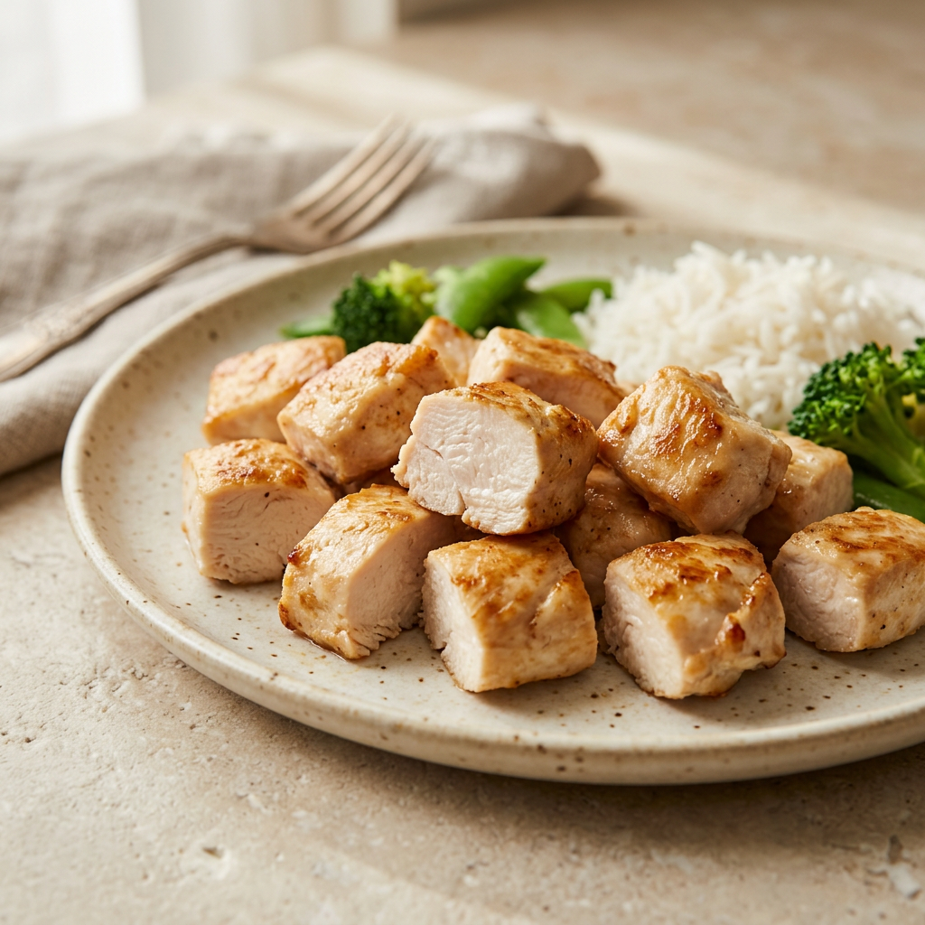 Lifestyle dei cubetti di petto di pollo arrostiti