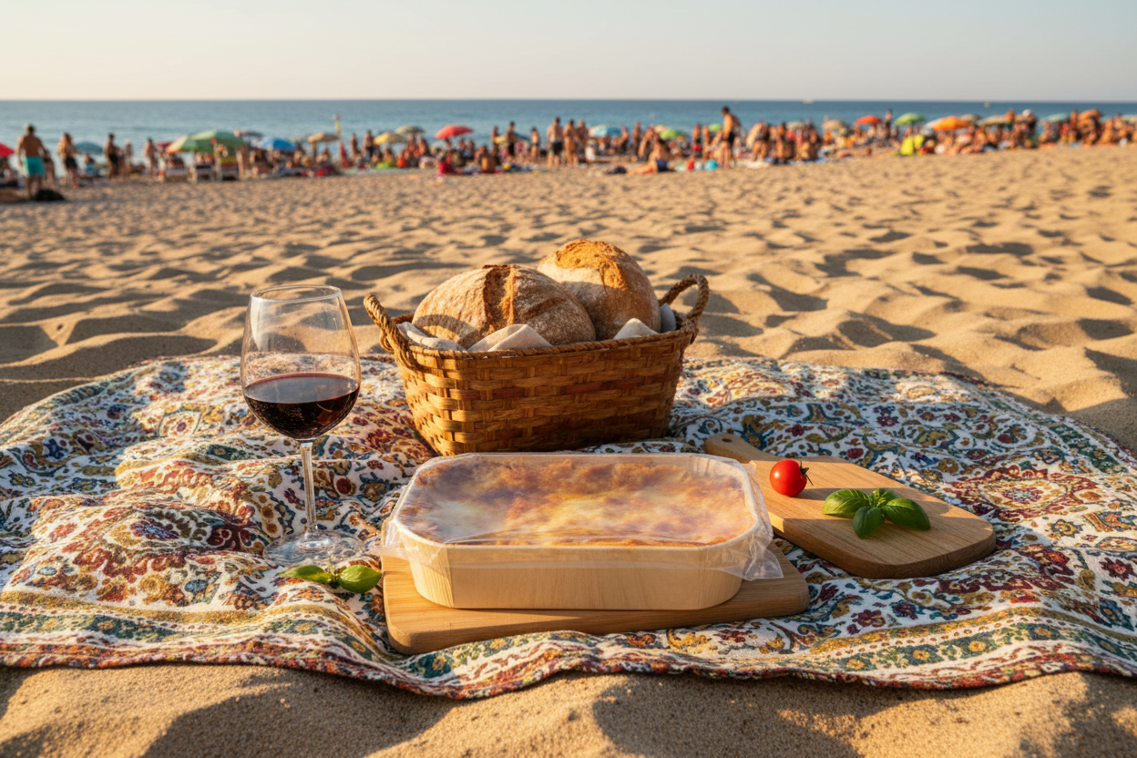 Lifestyle picnic spiaggia lasagne