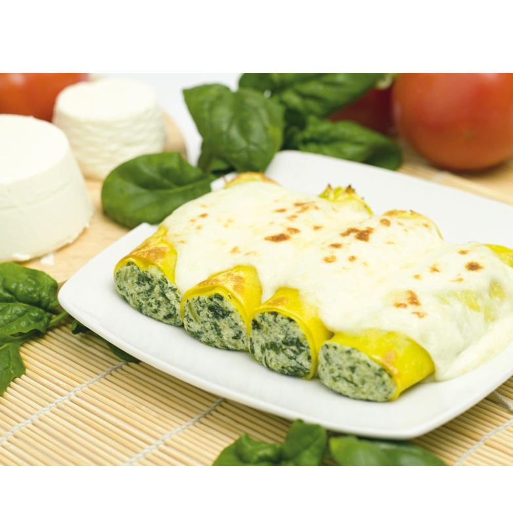 Cannelloni mit Ricotta-Spinat-Füllung und Béchamelsauce 350 g. -  Ein echtes italienisches Produkt.