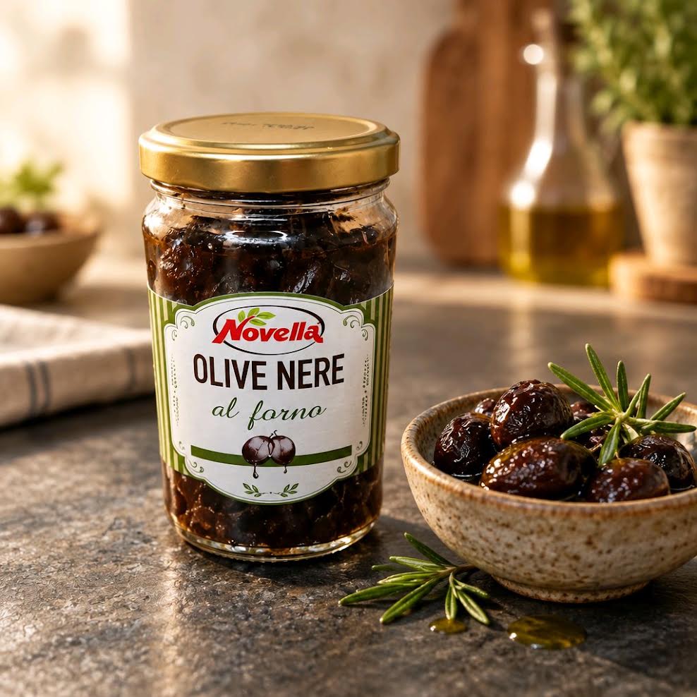 Novella Ganze schwarze Oliven aus dem Ofen 180 g