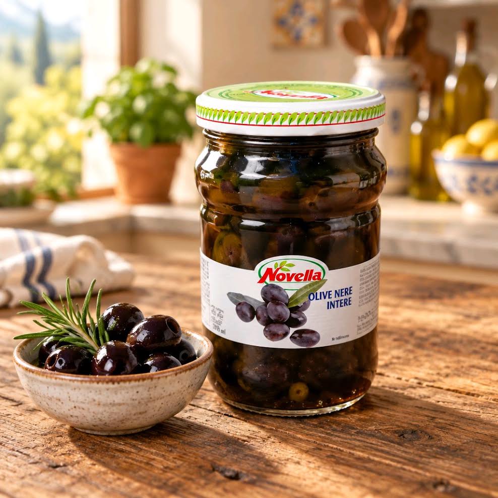 Novella Ganze schwarze Oliven in Salzlake 280 g