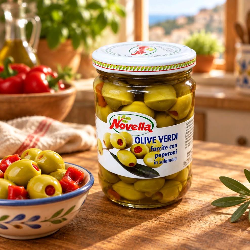 Novella Grüne Oliven mit Paprikafüllung in Salzlake 280 g