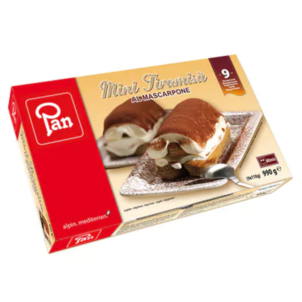 Pan 9 Mini Tiramisu mit Mascarpone tiefgefroren jeder einzelne110 g.- Packung 990 g