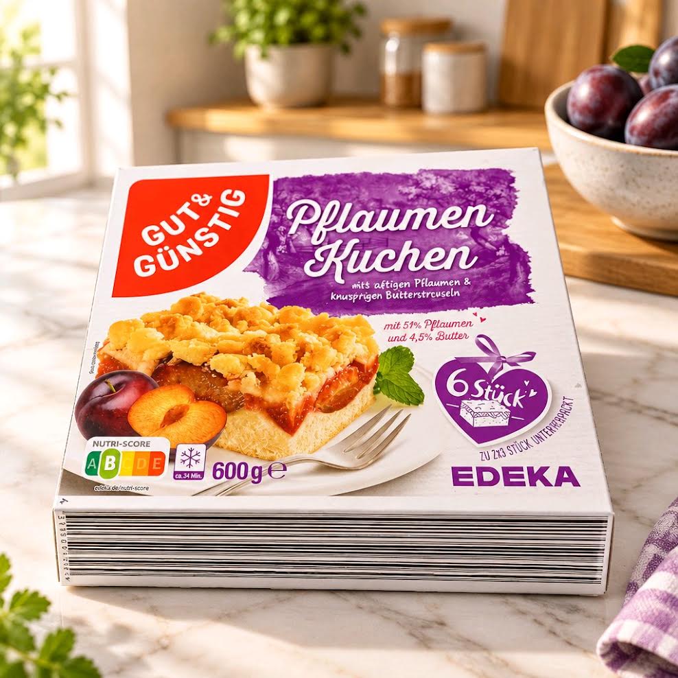 GUT&GÜNSTIG Pflaumenkuchen mit Butterstreuseln 600 g – tiefgefroren