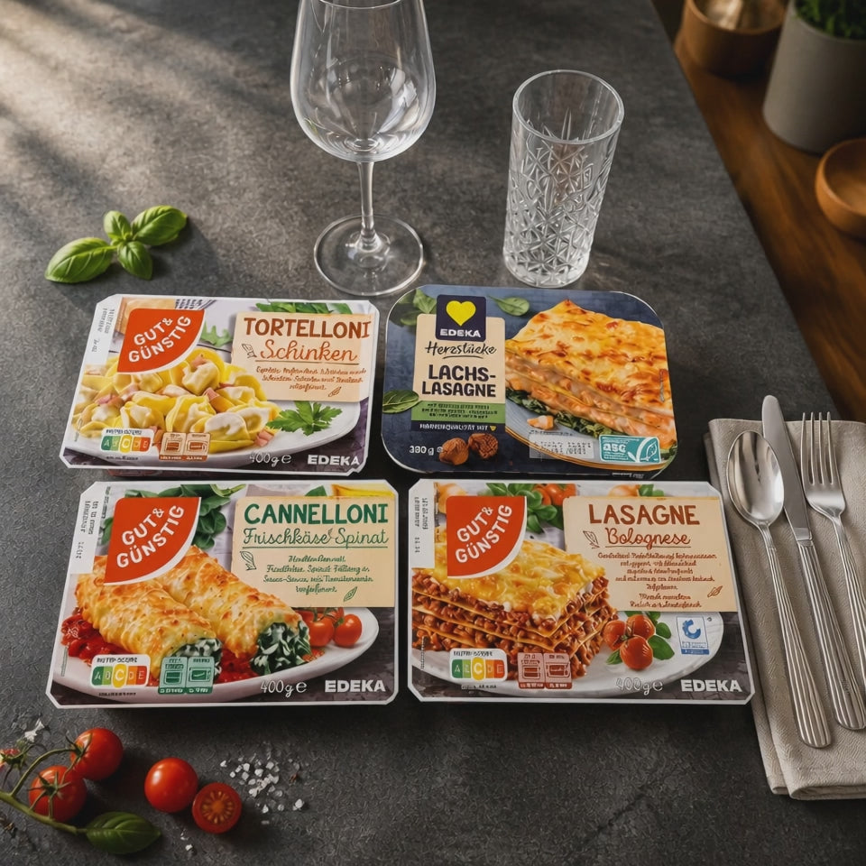 Quartett Tiefkühlpasta – Lasagne, Tortelloni, Cannelloni & Lachslasag… 1580g.