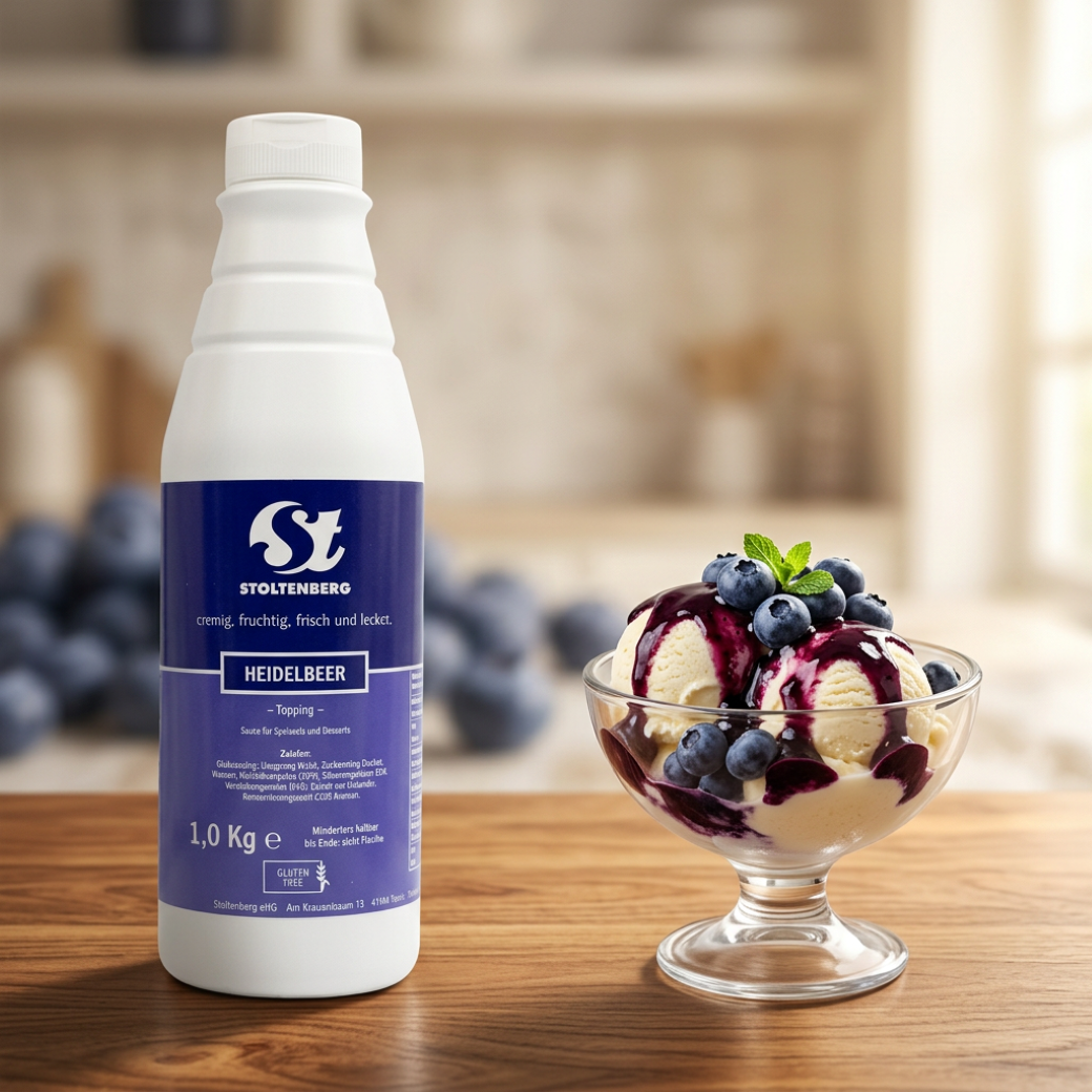 STOLTENBERG Heidelbeer-Topping – Sauce für Eis & Desserts, 1 kg