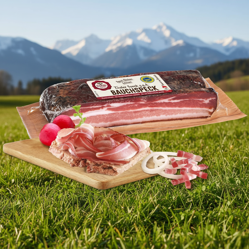 Tiroler Speck g.g.A. Bauchspeck – HANDL TYROL 300 gr.