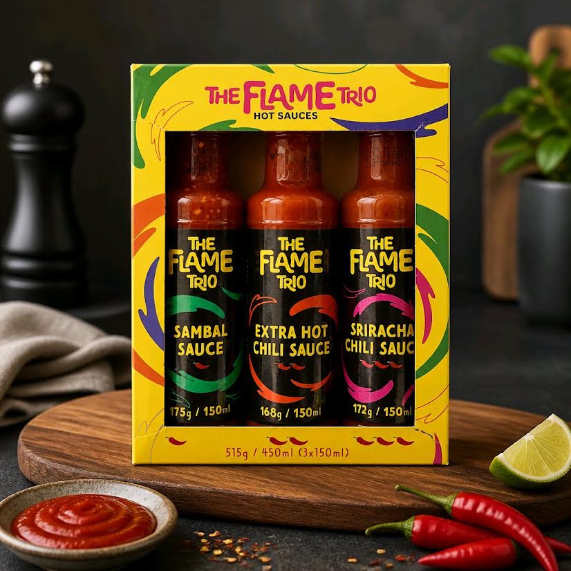 The Flame Trio – Chili-Saucen Set 3x150ml (515g)