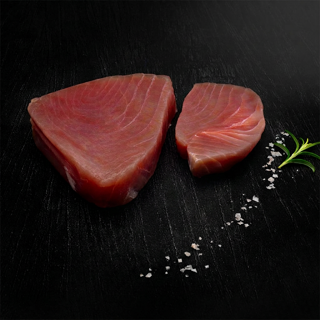Versione corretta con due steak di tonno, uno grande e uno più piccolo