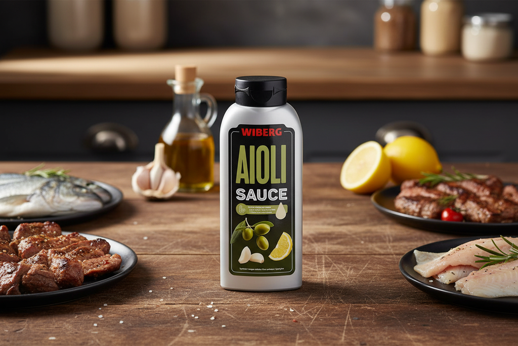 Wiberg Aioli Sauce in cucina con carne e pesce